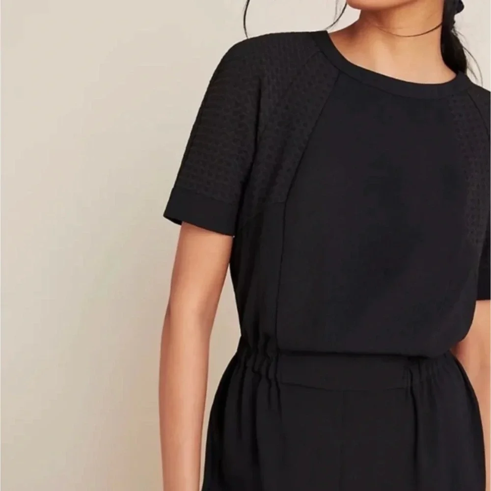 Anthropologie Allegory Jumpsuit Black Petite SP Textured Minimalist Capsule NWT